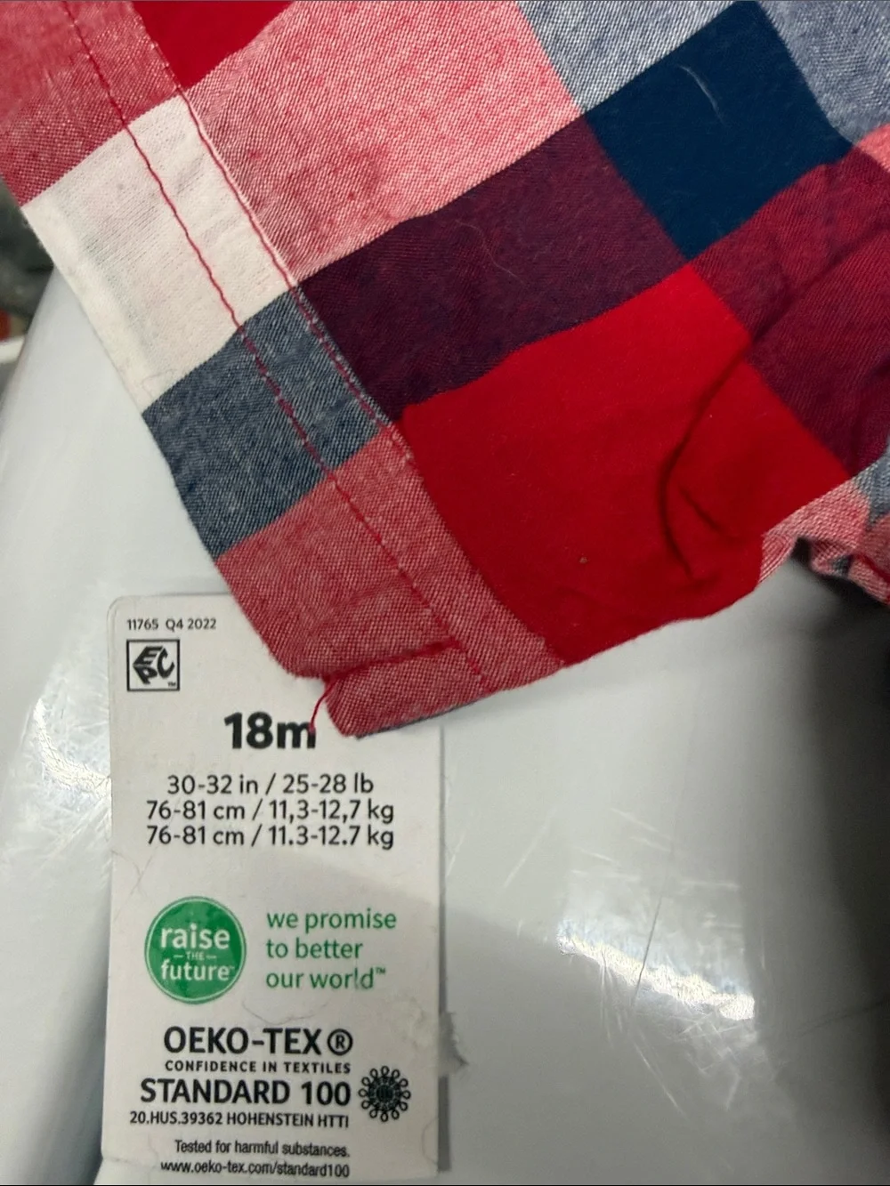 Carter's Red Navy White Plaid Button-Down Shirt